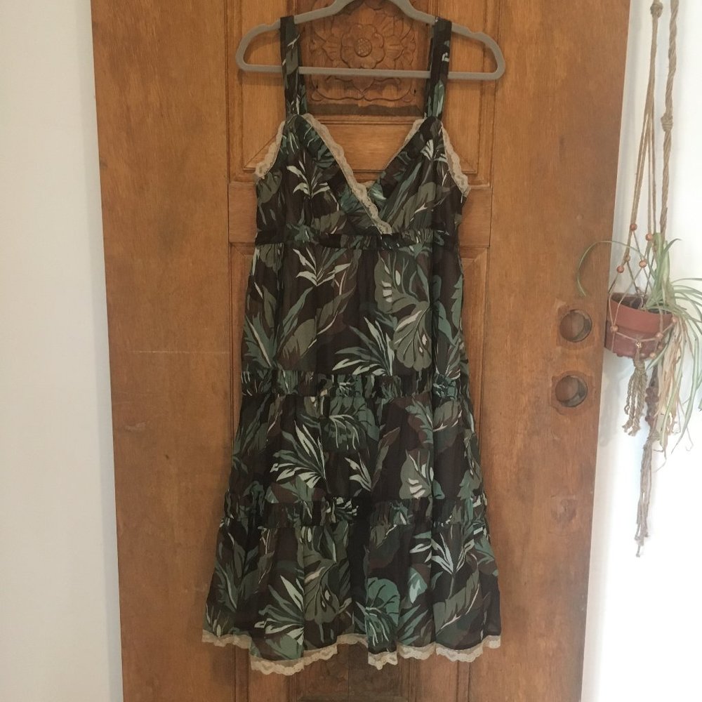 Michael Kors Dress 12 Tier midi Tropical Leaf